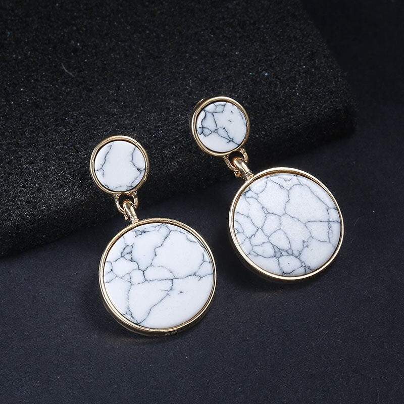 LATS New Fashion Round Dangle Korean Drop Earrings for Women Geometric Round Heart Gold Earring 2023 Trend Wedding Jewelry