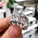 Graduation Gift Luxury Square Cubic Zirconia Set Rings for Women Crystal AAA CZ Promise Rings Wedding Engagement Party Fashion Jewelry