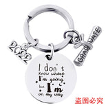 Graduation gifts Keychain Pendant Stainless Steel Round Student 2022 Graduation Season Gift Bachelor Hat Gift Lettering Metal Key Ring