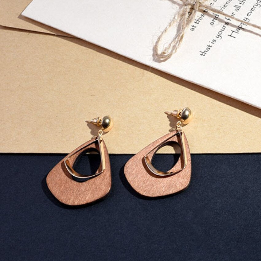 LATS New Fashion Round Dangle Korean Drop Earrings for Women Geometric Round Heart Gold Earring 2023 Trend Wedding Jewelry