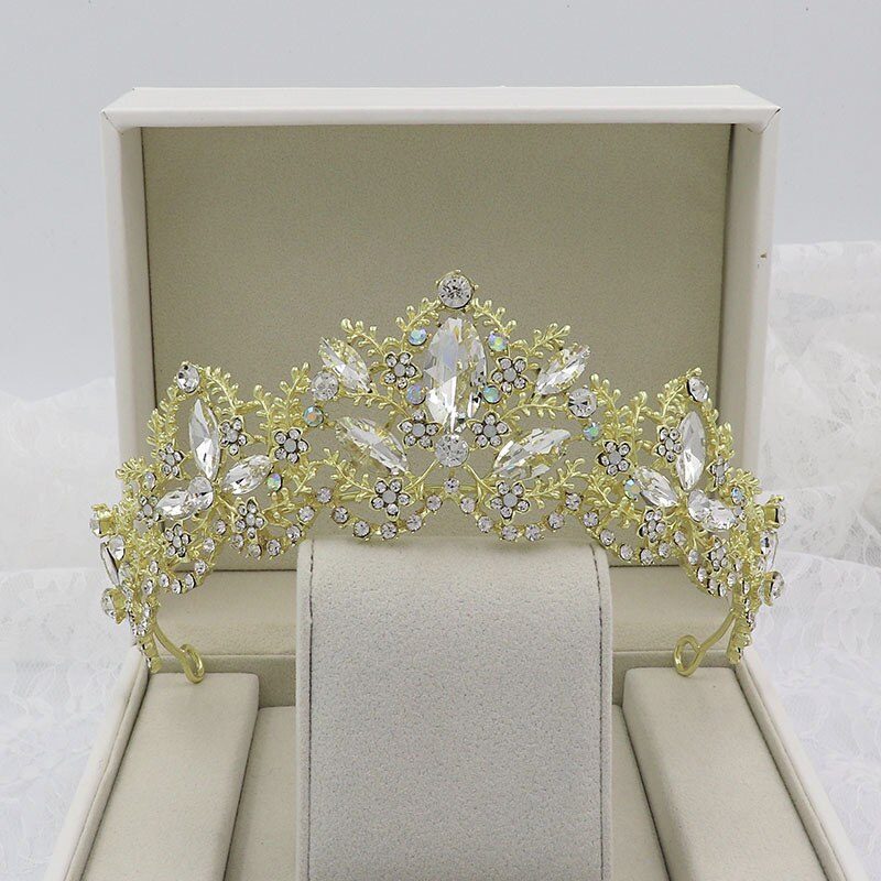 Aveuri Rhinestone Crowns Women Headbands Bride Party Crystal Diadem Bridal Jewelry Ornaments Crown Wedding Hair Accessories