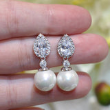 Graduation Gift Newly Women's Simulated Pearl Earrings Silver Color Exquisite Girls Ear Piercing Earrings Daily Wear Party Trendy Jewelry