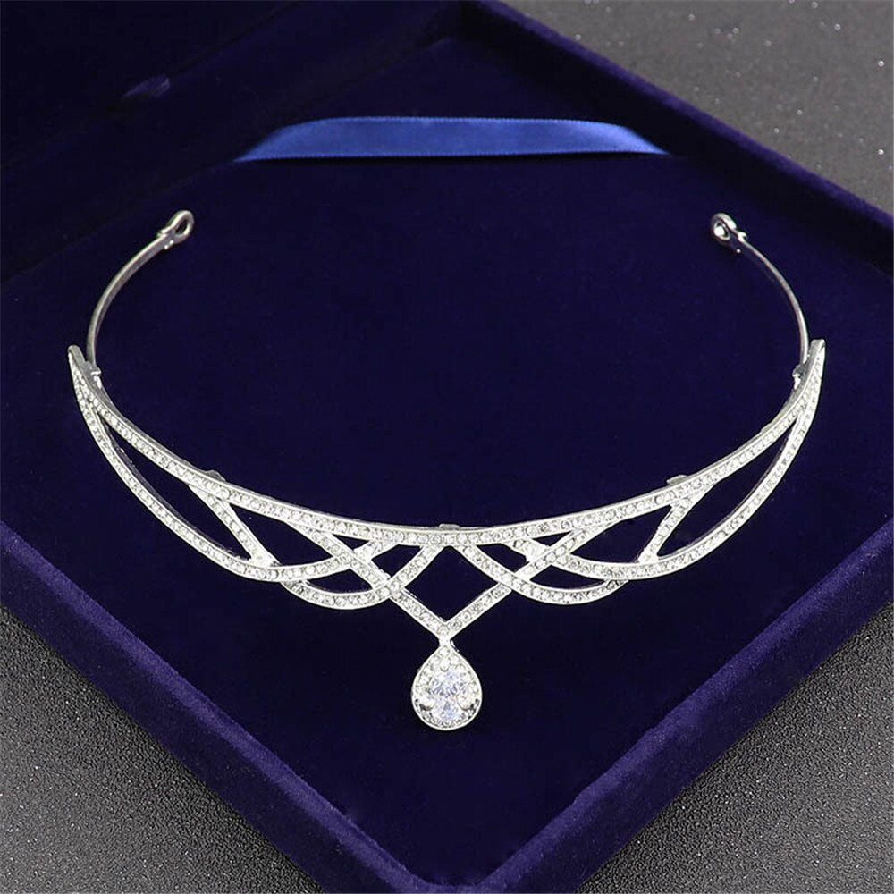 Aveuri Korean Bride Headdress Alloy Diamond Zircon Crown Princess Crown Wedding Accessories Wholesale Women Jewelry HEADBAND