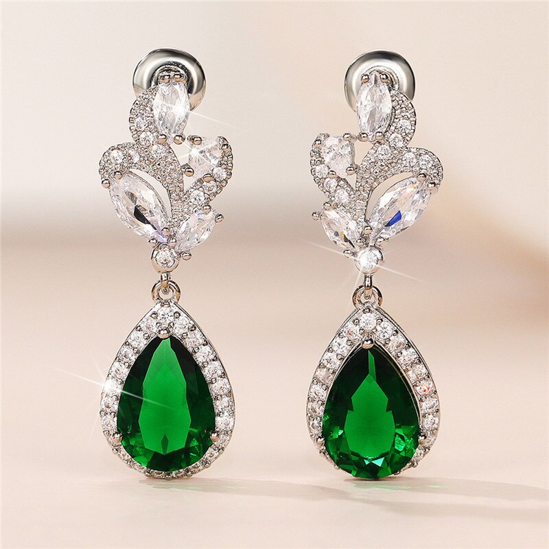 Graduation Gift  Trend Colored Cubic Zirconia Dangle Earrings for Women Luxury Fashion Versatile Lady's Ear Earrings Wedding Jewelry