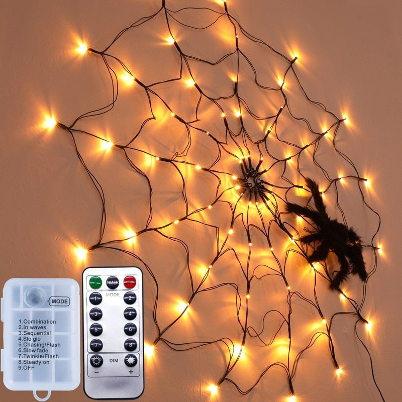 Aveuri 2023 Halloween Decoration Luminous Spider Web Fishing Net Lights String For  Party Ghost Festival  Halloween Decorations Props