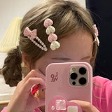 Aveuri 5pcs Korean Geometric Heart Bow Hairpins Set Cute Pearl Hair Clip Barrettes hairgrip For Women Girl Hair Accessories Headwear