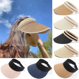 Aveuri 2022 Summer Empty Top Sun Hat Anti Uv Female Outdoor Visor Cap Casual Shade Hat Straw Wide Large Brim Beach Sunhat Lady New