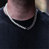 Fashion Stainless Steel Thick Chain Choker Necklaces Men Imitation Pearls Link Chain Necklace Male Women Jewelry Gift