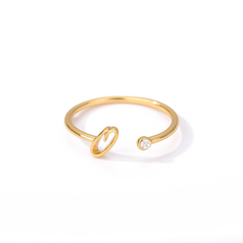 Fashion New A-Z Letter Ring Women Luxury Gold Color Pave Zircon Open Initial Letter Ring For Women Jewelry Gift