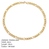 Aveuri 8Mm Figaro Chain Necklace Women 316L Stainless Steel Chain Necklace For Women Gold Color Chains Collars Choker Female Necklace