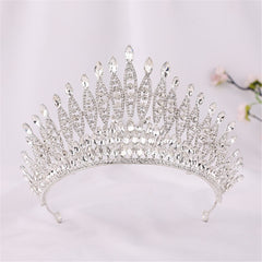 Aveuri Crystal Crown Bridal Wedding Hair Accessories For Women Rhinestone Tiaras And Crowns Party Hair Jewelry Bridesmaid Headpiece