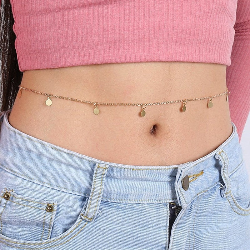 Aveuri Sexy Vintage Belly Chain Link Waist Chains Geometric Star Butterfly Pendant Belt Y2K Streetwear Women New Fashion Body Jewelry