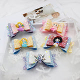 Aveuri Back to school Luminous Glitter Hair Bows On Clips Princess Dance Party Hairgrip Lovely Hairpin Adorable Headwear Kids Party Hair Accessory