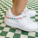 Aveuri Creative Summer Sports Resin Woven Colorful Beads Shoe Chain Decoration For Girl DIY Letters Shoes Charm Sneakers Anklet Chain