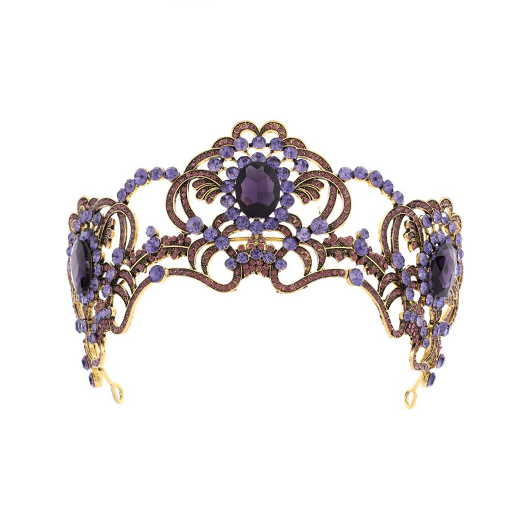 Aveuri Europe Baroque Bride Crown Purple Color Diamond Headdress Party Wedding Hair Accessories  Hair Clip Jewelry Gift