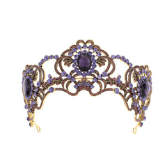 Aveuri Europe Baroque Bride Crown Purple Color Diamond Headdress Party Wedding Hair Accessories  Hair Clip Jewelry Gift