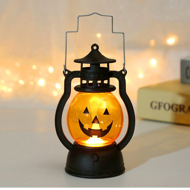 Aveuri 2023 Halloween LED Pumpkin Lamp Funny Ghost Lamp Horror Candle Lamp Retro Small Oil Lamp Horror Props Halloween Decorations For Home