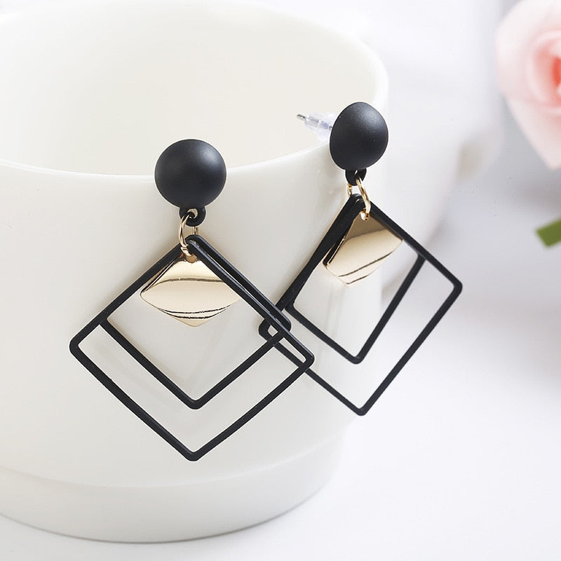 LATS New Fashion Round Dangle Korean Drop Earrings for Women Geometric Round Heart Gold Earring 2023 Trend Wedding Jewelry