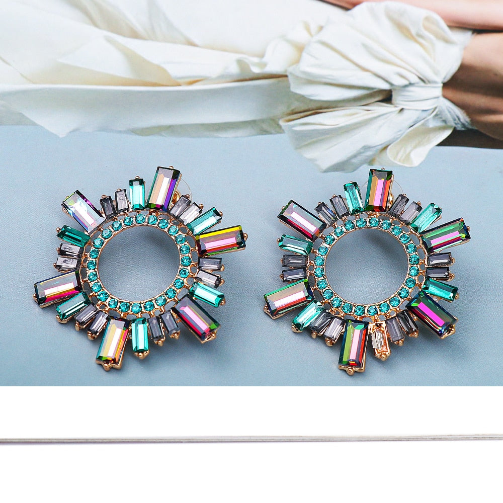 AVEURI New Trend Rhinestone Floral Drop Earrings Earrings For Women Dinner Wedding Accessories Fashion Statement Jewelry Hot Sale