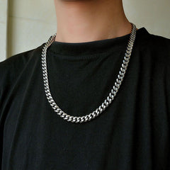 Hip Hop Cuban Chain Necklace Men Punk Stainless Steel Gold Black Silver Color Necklace Male Collar Necklace Women Jewelry