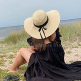 Aveuri 2022 New Simple Foldable Wide Brim Floppy Girls Straw Hat Sun Hat Beach Women Summer Hat UV Protect Travel Cap Lady Cap Female