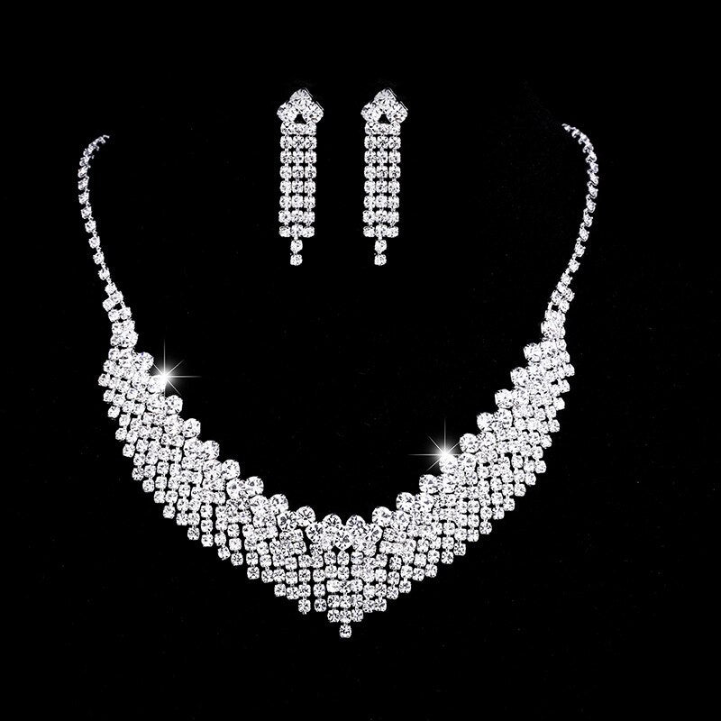 Aveuri Women Earring Fashion Shining Zircon White Gold Color Elegance Bridal Jewelry Sets For Woman Wedding Charm Gift