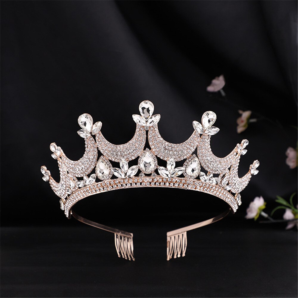 Aveuri Luxury Rhinestone Metal Tiaras Headbands Princess Bridal Crown Wedding Dress Head Ornaments Small Diadem Hair Jewelry