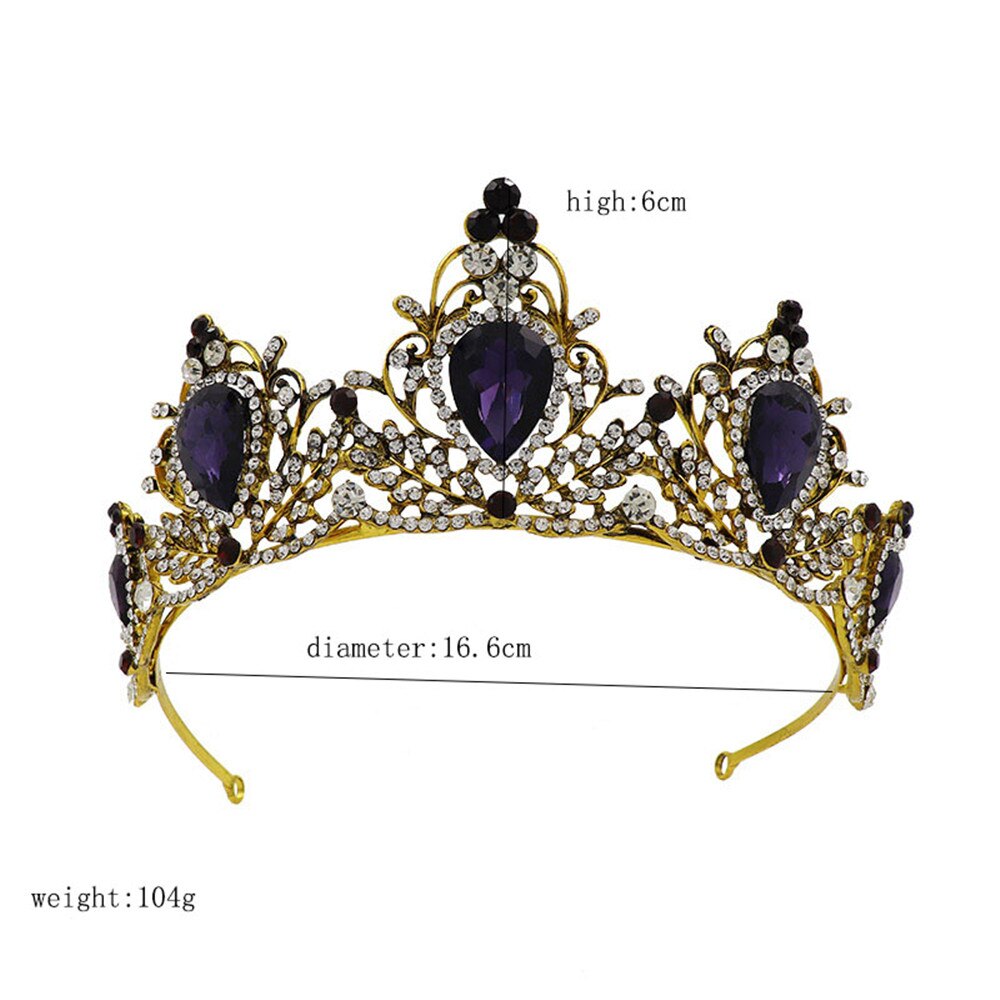 Aveuri Europe Purple Bride Crown Baroque Diamond Wedding Dresses Party Hair Accessories For Women Jewelry Gift