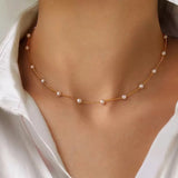 New Fashion Pearl Chokers Necklace Women Luxury Gold Color Clavicle Link Chain Necklace For Women Jewelry Gift