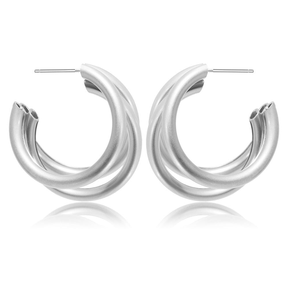 Aveuri 2022 Punk Simple Gold Metal Tri Hoop Earring For Women Stylish Geometric Line Half Circle Earring Stud Design Fashion Jewelry