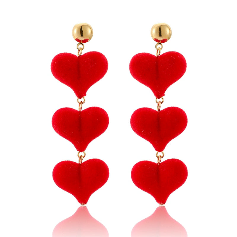 Tocona Fashion Luxury Black Love Heart Earrings Long Korean Design Jewellery Women's Dangleing Drop Earrings 2023 brinco 9238