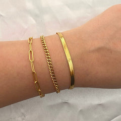 New Fashion Cuban Chain Bracelet Women Classic Paper Clip Herringbone Link Chain Bracelet For Women Jewelry Gift