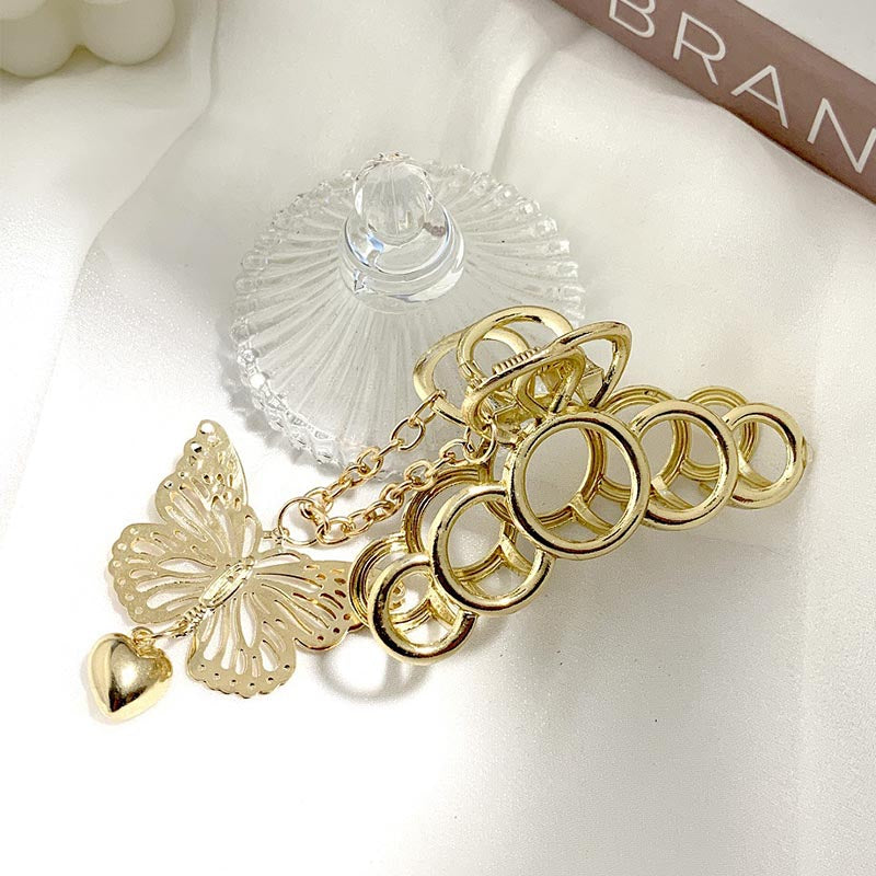 Aveuri Back to school Fashion Gold Silver Hollow Geometric Hair Clips Metal Hair Claw Cross Hairclip Headband Hairpin Hair Crab Women Hair Accessories