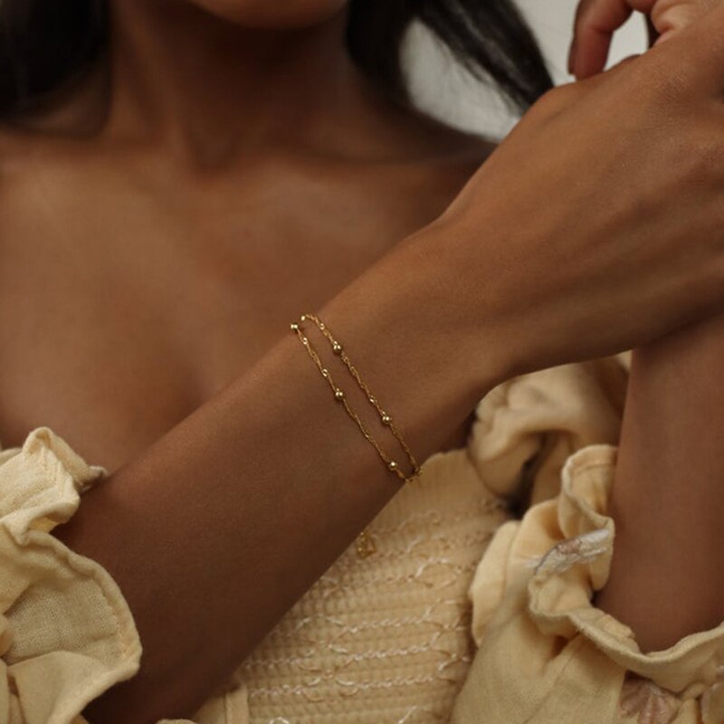New Fashion Water Ripple Bead Chain Bracelet Women Temperament Double Layer Bracelet For Women Jewelry Gift