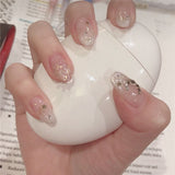 Aveuri  24pcs Rhinestone Design Fake Nails Shiny Bridal Women Lady party nail DIy Decorations Press On nail Tips False Nail Patch