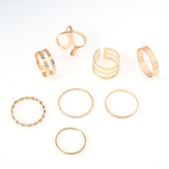 LATS Punk Gold Round Hollow Geometric Rings Set for Women Girls Fashion Cross Twist Open Joint Ring 2023 Female Jewelry Gift