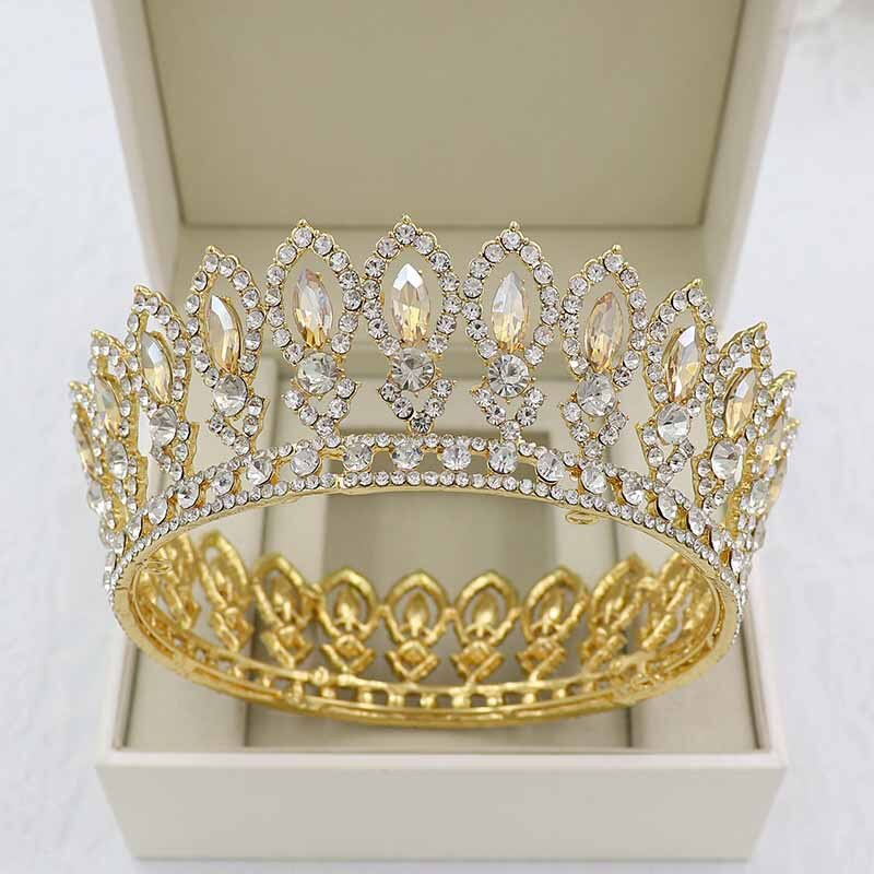 Aveuri Vintage Wedding Queen King Tiaras And Crowns Bridal Head Jewelry Accessories Women Diadem Pageant Headpiece Bride Hair Ornament