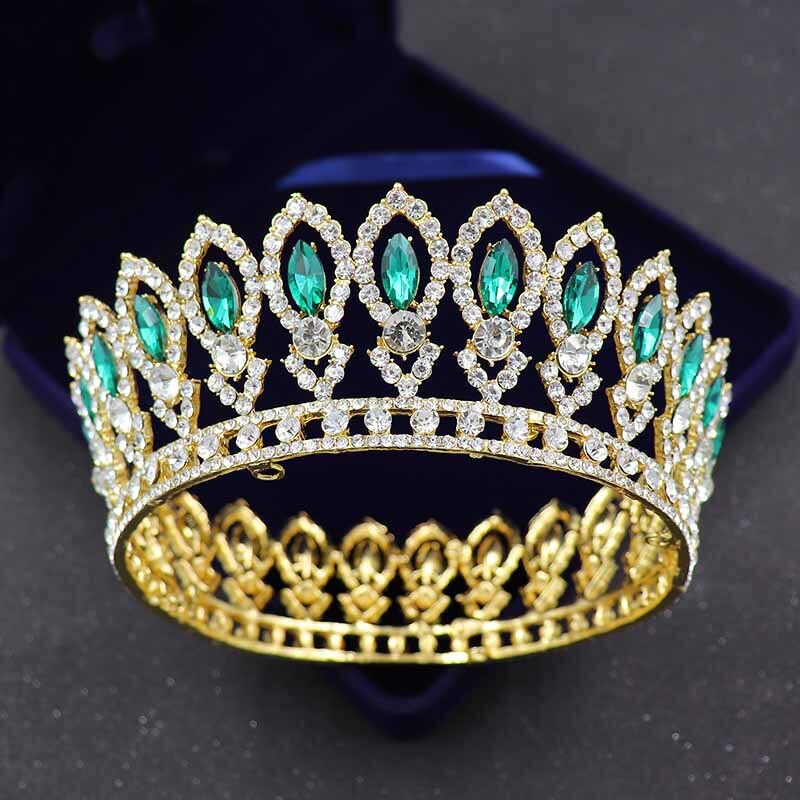 Aveuri Vintage Wedding Queen King Tiaras And Crowns Bridal Head Jewelry Accessories Women Diadem Pageant Headpiece Bride Hair Ornament