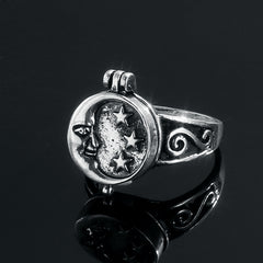 Aveuri  Men Punk Retro Moon Star Round Lid Open Ring Fashion Trend Hip-Hop Rock Style Popular Party Jewelry Creative Gift