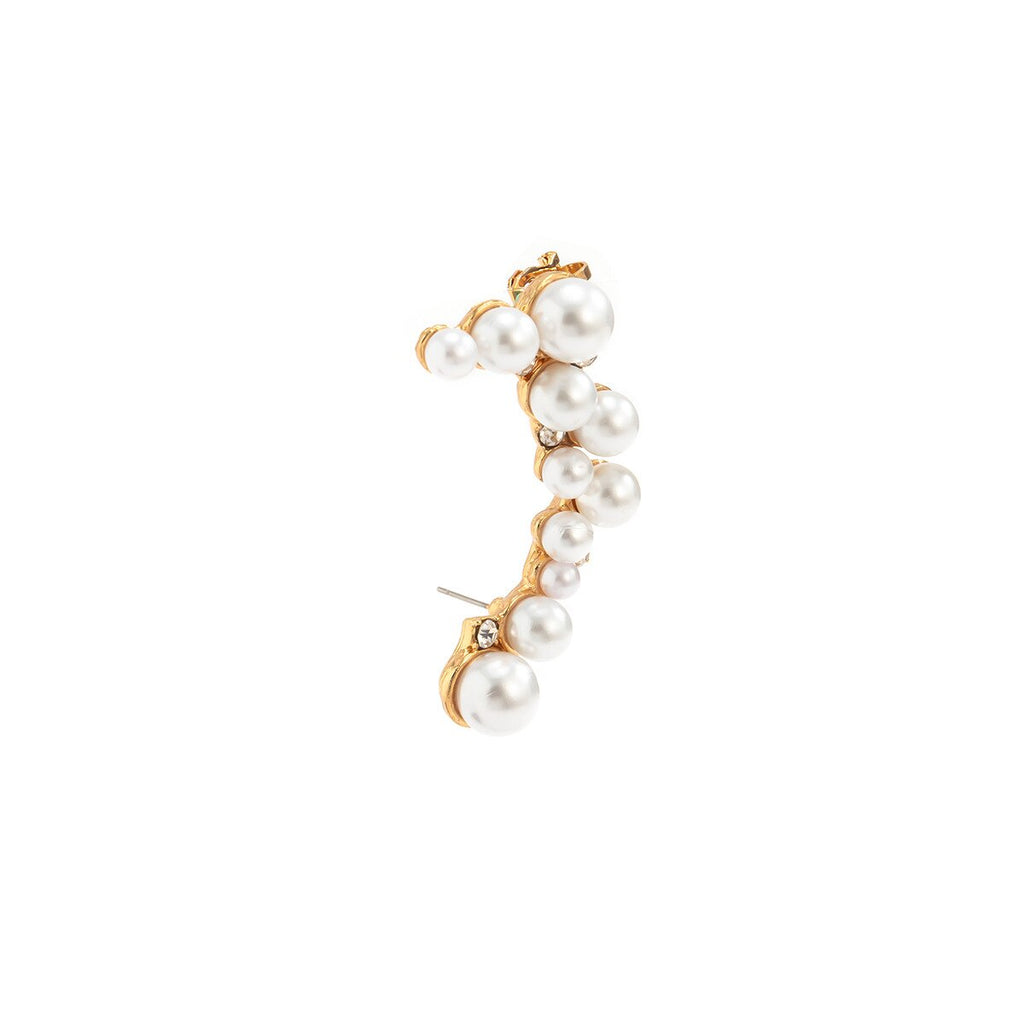 Back to college 2022 Temperament Cold Wind Geometric Pearl Ear Clip Simple Personality Geometric Metal Ear Nail Girl