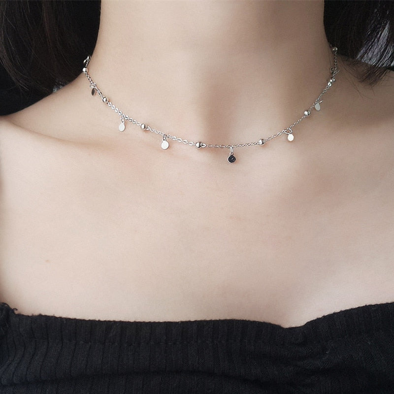 Fashion Disc Ball Chokers Necklace Women Simple Luxury Clavicle Link Chain Necklace For Women Jewelry Gift