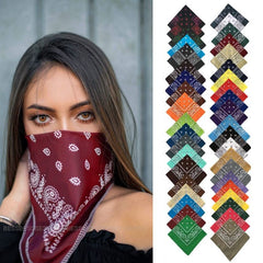 Aveuri Bohemia Print Bandana Hair Bands For Girls Women Headband Scarf Face Mask Cross Turbanbandanas Headwear 54Cmx54cm Bandana Stamp