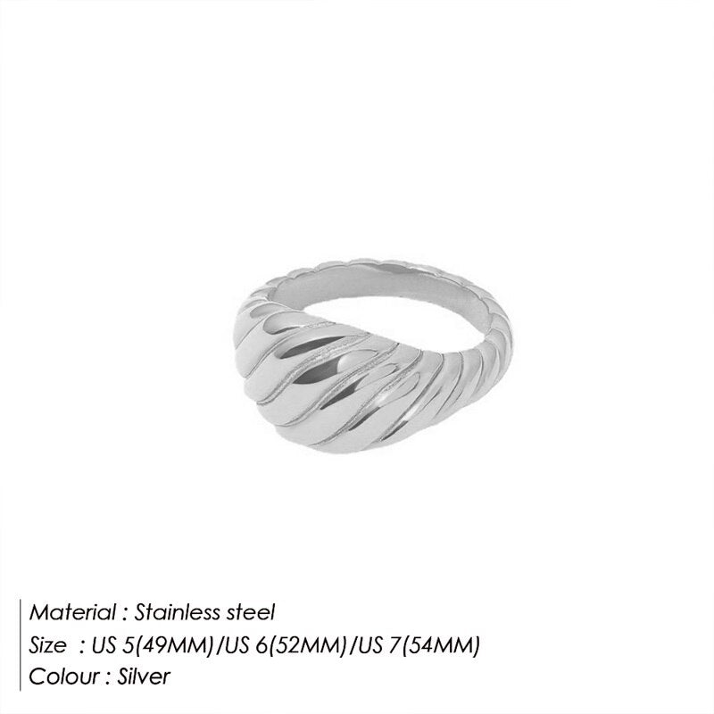 Aveuri Mood Ring Twist Ring Bread Shape Silver Gold Color Rings For Women Accessories Finger Fashion Luxury Jewelry Gifts Wholesale