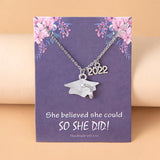 Graduation gifts Class of 2023 Graduate Necklace Jewelry Gold Silver Color Stainless Steel Graduation Hat Pendant Necklaces With Card Gifts