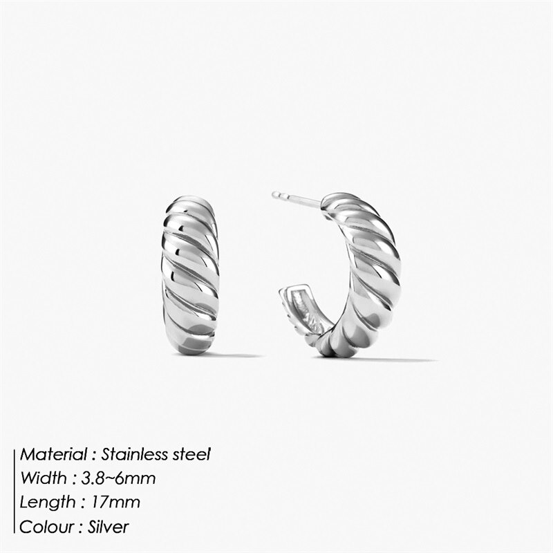 Aveuri Women Vintage Croissant 316L Stainless Steel Hoop Earrings For Women Simple Round Circle Ear Rings  Accessories Party Jewelry