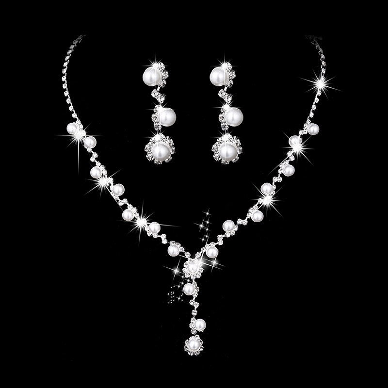 Aveuri jewellery set for women shining diamond Bridal Wedding dress necklace for women earrings Jewelry Sets Accessories