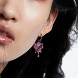 Aveuri 2023 Exquisite Korean Fashion Crystal Peach Heart Asymmetry Drop Earrings For Women 2023 Temperament Vintage Pearl Earring Jewelry