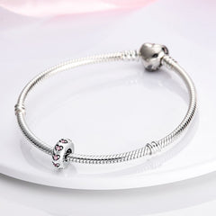 Fits Original Pandach Bracelet Necklace Silver Color Peach Heart Septum Angle Round Beads Silver Color Beads Women Jewelry