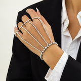 AVEURi 2023 Punk Gold Color Chain Lock Key Wing Charm Bracelet Women Men Ring Set Couple Fashion Tassel Chain Jewelry Pulsera Mujer