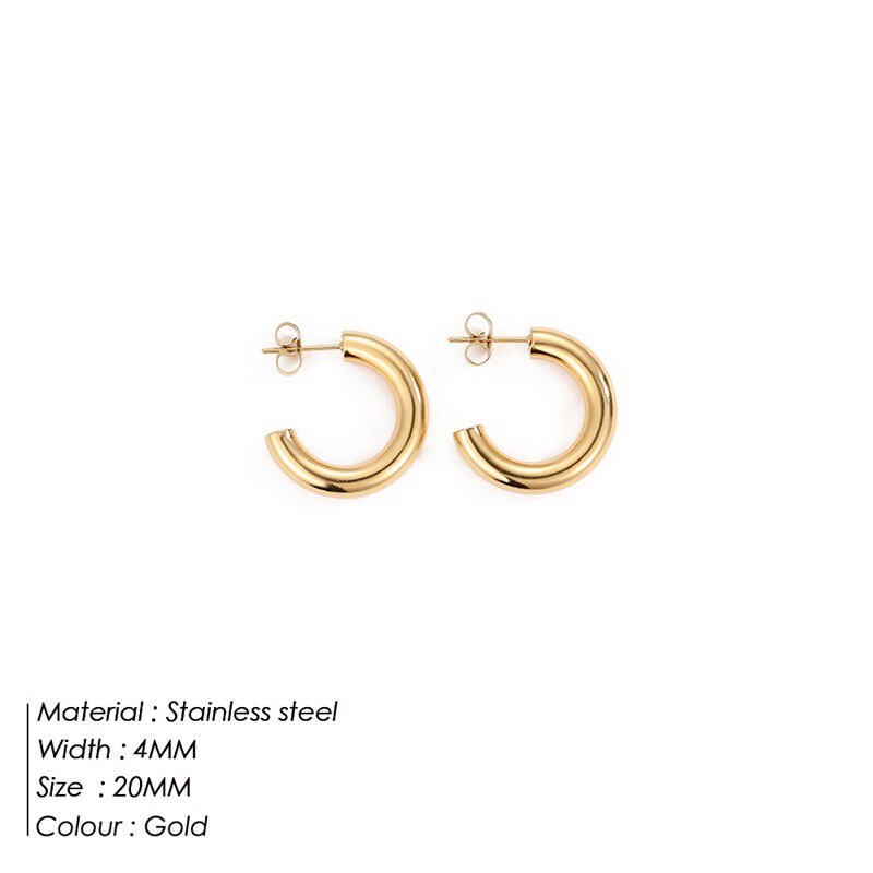 Aveuri 20Mm Hoop Gold Color Earring Simple Thick Round Circle Stainless Steel Earrings For Women Punk Hiphop Jewelry Brincos